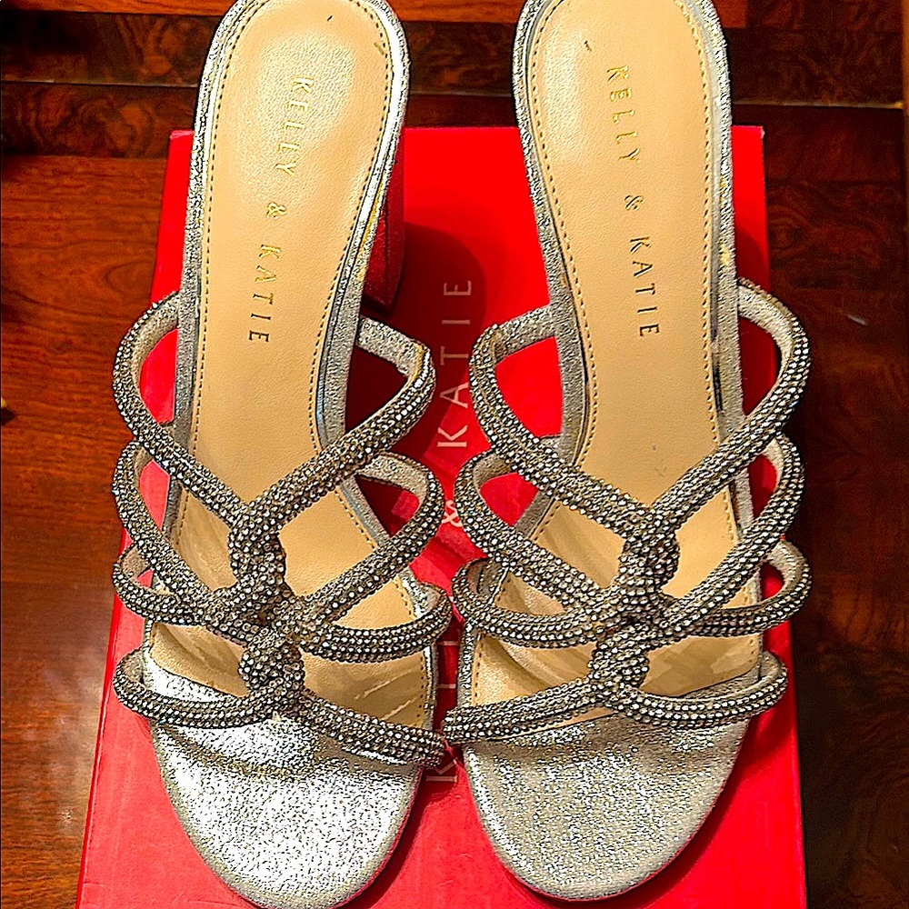 Kelly & Katie Glittering Silver Strappy Heels